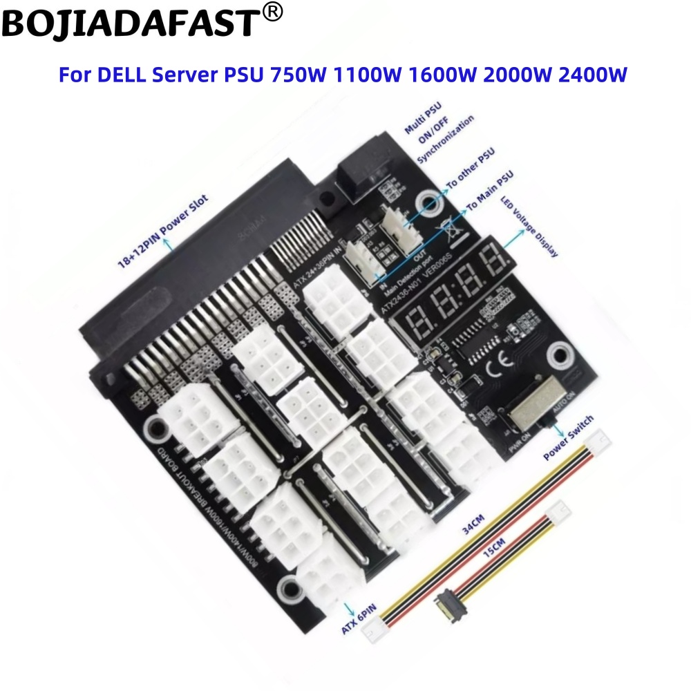 2400W Server Psu Breakout Board - บอร์ดแยกสายไฟสำหรับเซิร์ฟเวอร์ PSU พร้อมขั้วต่อ PCIE 6 พิน